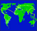 Weltkarte mit der Route des Marsches